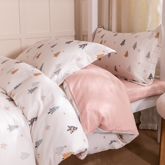 91家纺网 家纺一手货源 找家纺 锦罗绣 2025新款全棉双层纱学生套件三件套 小松树