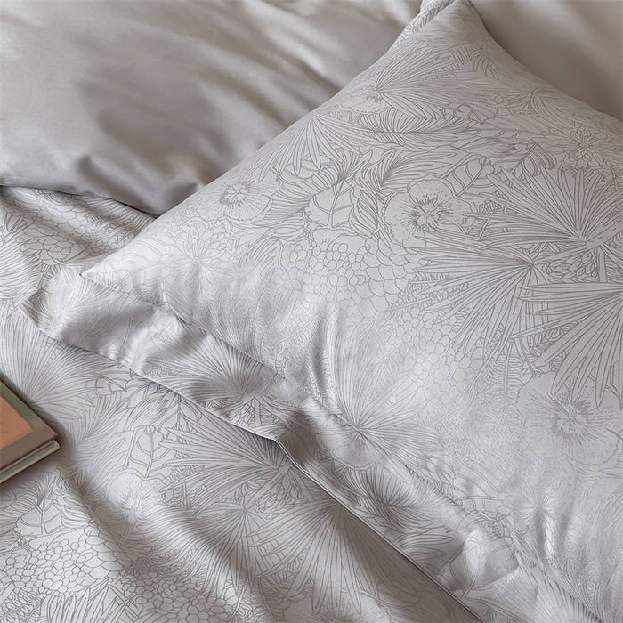 91家纺网 家纺一手货源 找家纺 凡客家居 2025新款100支（5050双股）长绒棉全棉提花四件套 洛园-高级灰