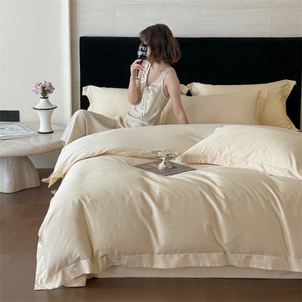 91家纺网 家纺一手货源 找家纺 凡客家居 2025新款100支（5050双股）长绒棉全棉提花四件套 朵芙-浅香槟