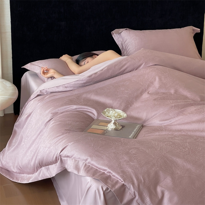 91家纺网 家纺一手货源 找家纺 凡客家居 2025新款100支（5050双股）长绒棉全棉提花四件套 洛园-莫奈紫