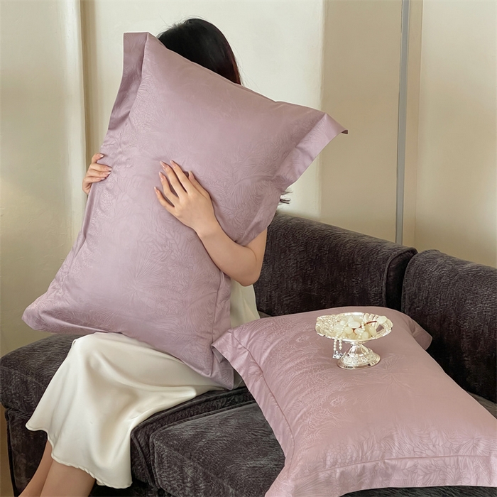 91家纺网 家纺一手货源 找家纺 凡客家居 2025新款100支（5050双股）长绒棉全棉提花四件套 洛园-莫奈紫