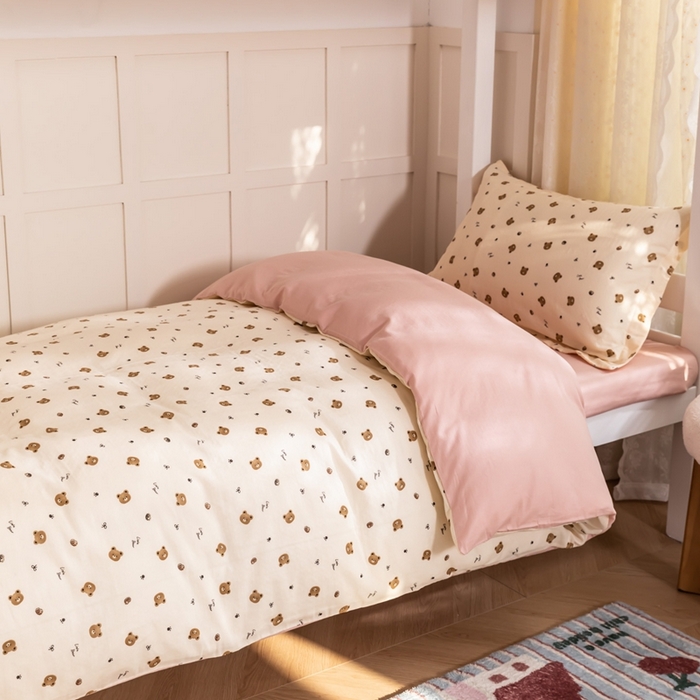 91家纺网 家纺一手货源 找家纺 锦罗绣 2025新款全棉双层纱学生套件三件套 呆萌熊