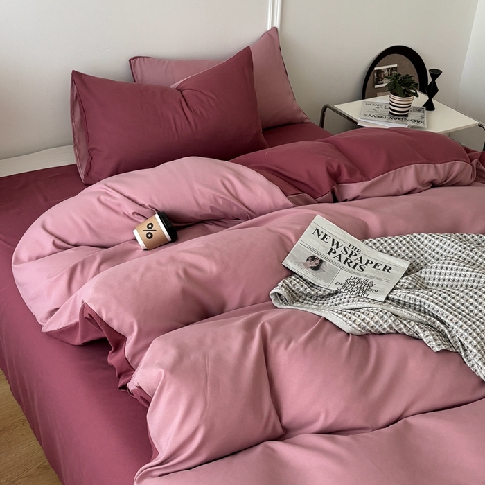 91家纺网 家纺一手货源 找家纺 百花王 2025新款纯色四件套 香芋奶昔