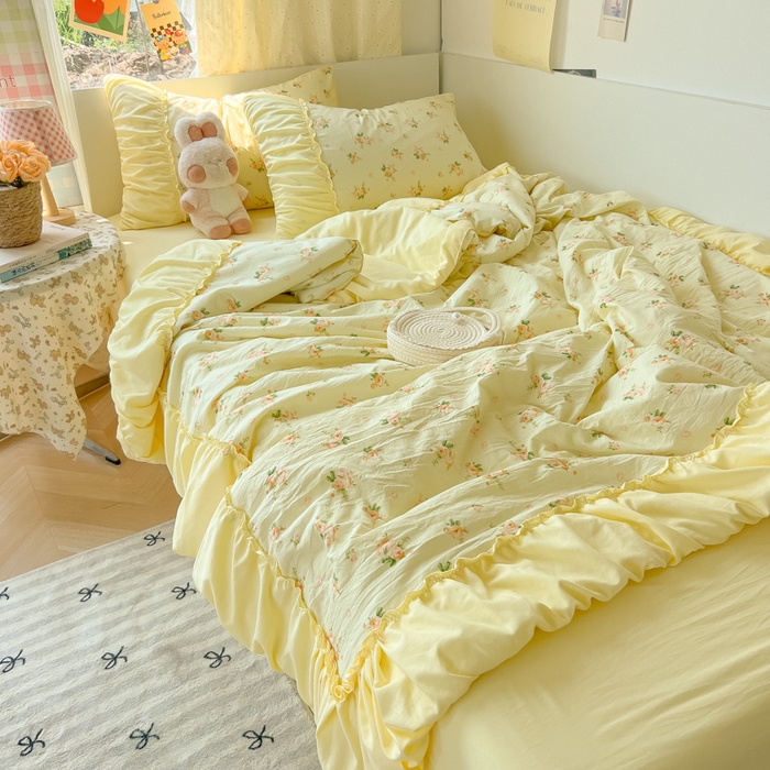 91家纺网 家纺一手货源 找家纺 （总）子钦家纺 2025新款云朵棉水洗棉宫廷风花边夏被单夏被夏被四件套-法式宫廷系列