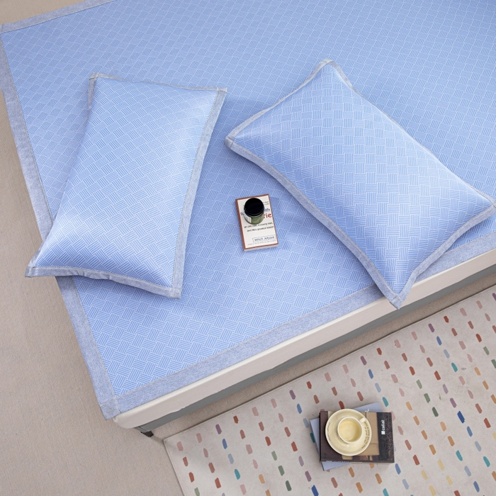 91家纺网 家纺一手货源 找家纺 凌云家纺  2025新款夏季凉席枕套成人枕芯套单人48*74冰丝枕头套凉爽凉感枕套 菱格-蓝