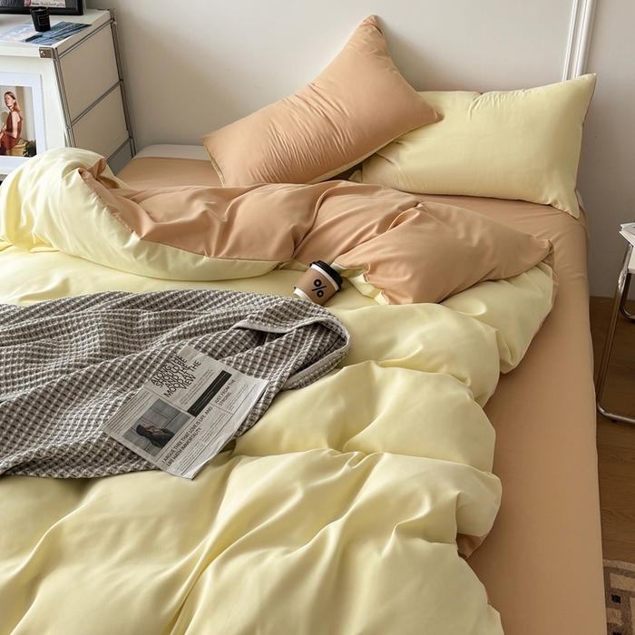 91家纺网 家纺一手货源 找家纺 百花王 2025新款纯色四件套 奶茶芝士