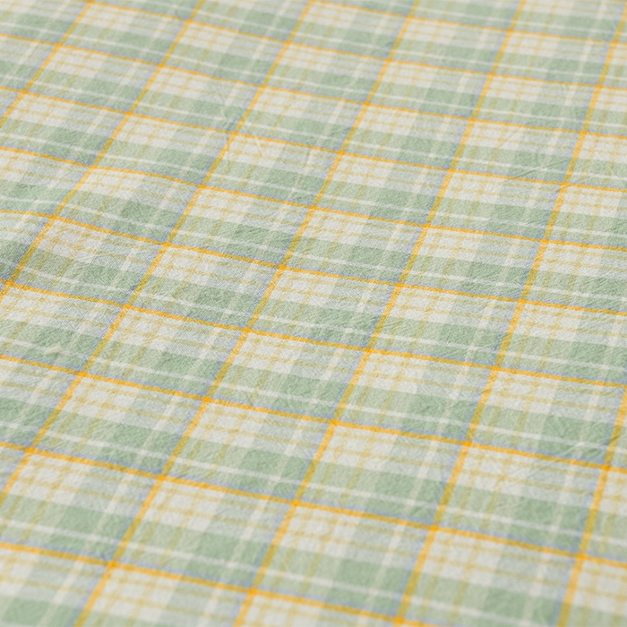 91家纺网 家纺一手货源 找家纺 易展2025新款无印水洗棉格子大豆冬被 轻夏绿