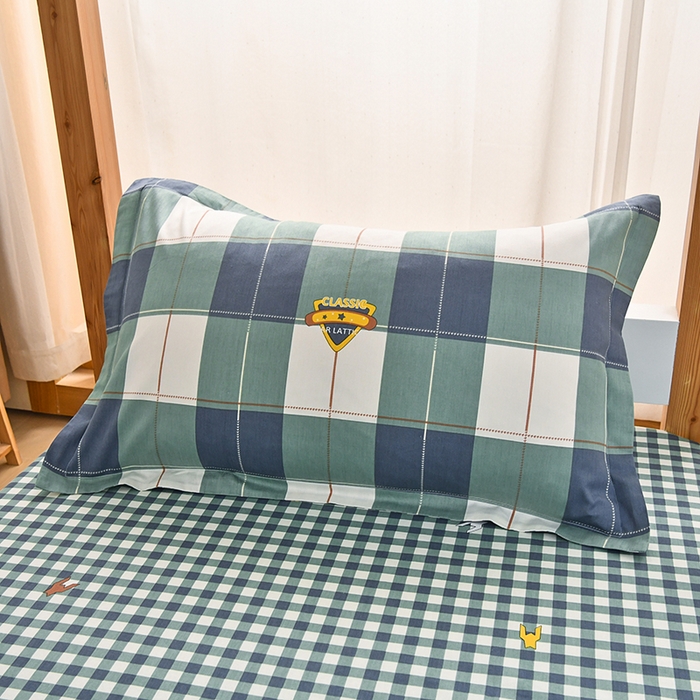 91家纺网 家纺一手货源 找家纺 乐旗家纺 2025新款全棉床笠款学生上下铺宿舍三件套六件套 宝利格-绿