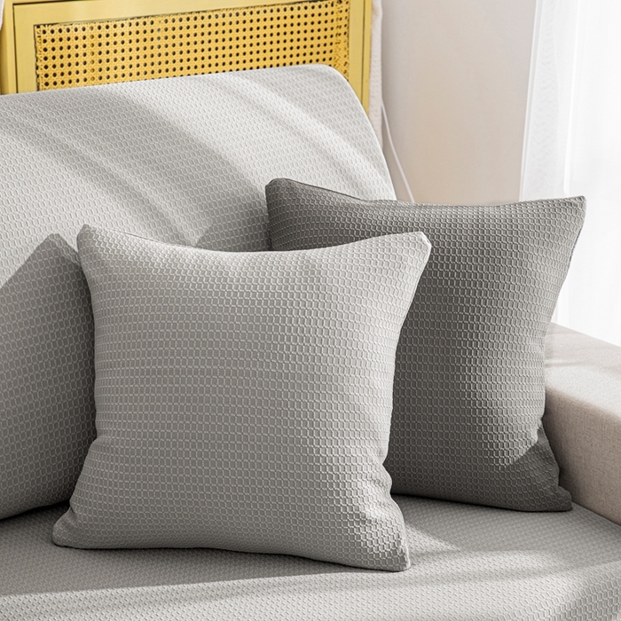 91家纺网 家纺一手货源 找家纺 沐沐家纺 2026新款苏茉小方格防水沙发笠 苏茉防水-浅中灰