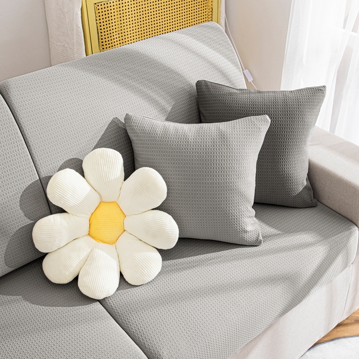 91家纺网 家纺一手货源 找家纺 沐沐家纺 2026新款苏茉小方格防水沙发笠 苏茉防水-浅中灰