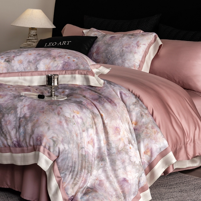 91家纺网 家纺一手货源 找家纺 涞澳家纺 2025新款天丝数码印花四件套 觅香