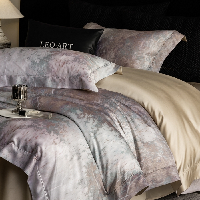 91家纺网 家纺一手货源 找家纺 涞澳家纺 2025新款天丝数码印花四件套 朝暮