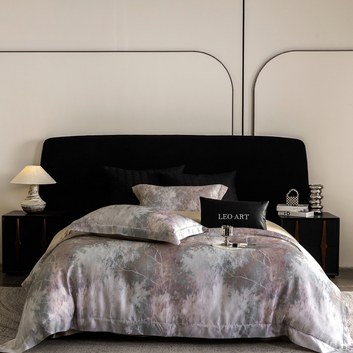 91家纺网 家纺一手货源 找家纺 涞澳家纺 2025新款天丝数码印花四件套 朝暮