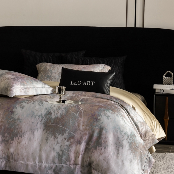 91家纺网 家纺一手货源 找家纺 涞澳家纺 2025新款天丝数码印花四件套 朝暮