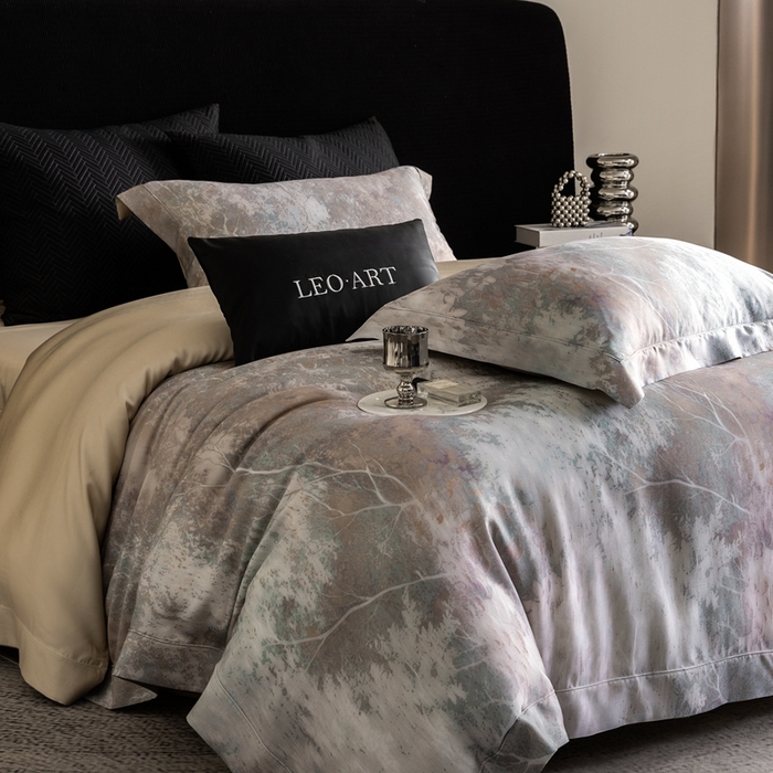 91家纺网 家纺一手货源 找家纺 涞澳家纺 2025新款天丝数码印花四件套 朝暮