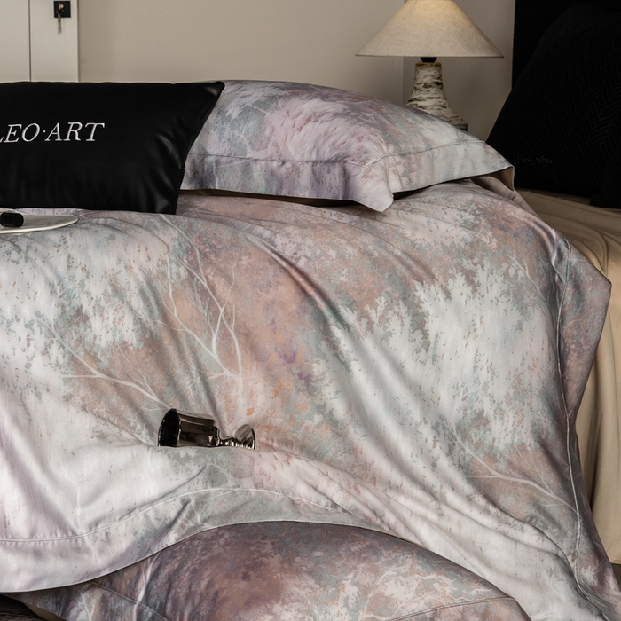 91家纺网 家纺一手货源 找家纺 涞澳家纺 2025新款天丝数码印花四件套 朝暮