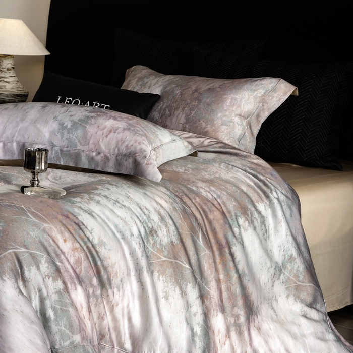 91家纺网 家纺一手货源 找家纺 涞澳家纺 2025新款天丝数码印花四件套 朝暮