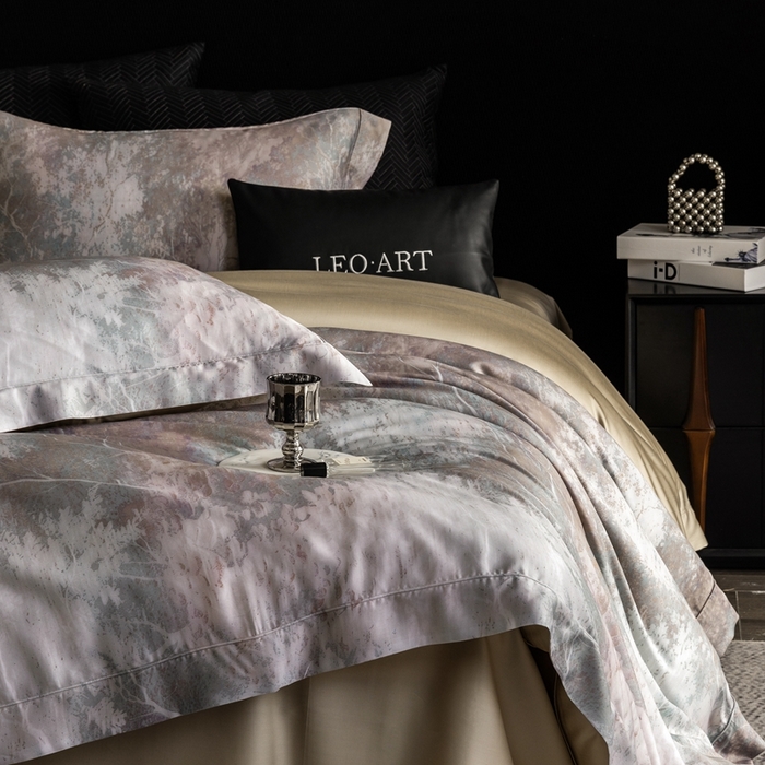 91家纺网 家纺一手货源 找家纺 涞澳家纺 2025新款天丝数码印花四件套 朝暮