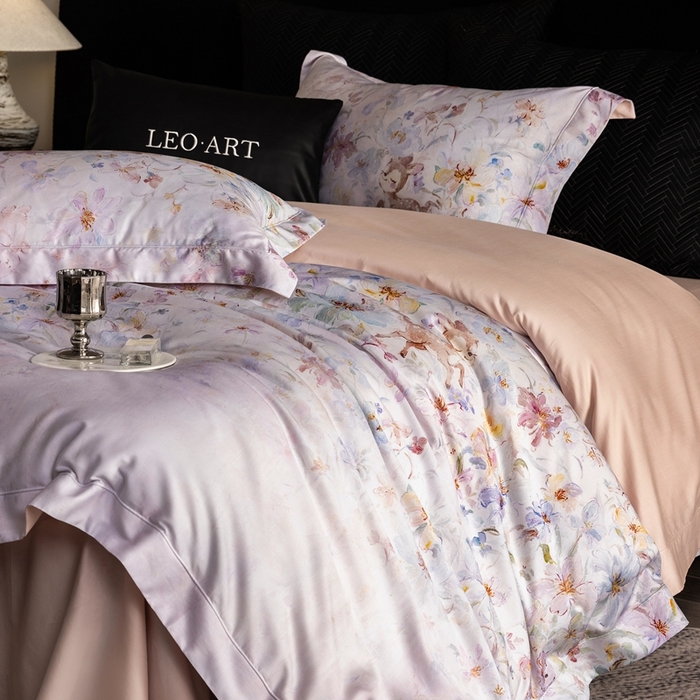 91家纺网 家纺一手货源 找家纺 涞澳家纺 2025新款天丝数码印花四件套 春序