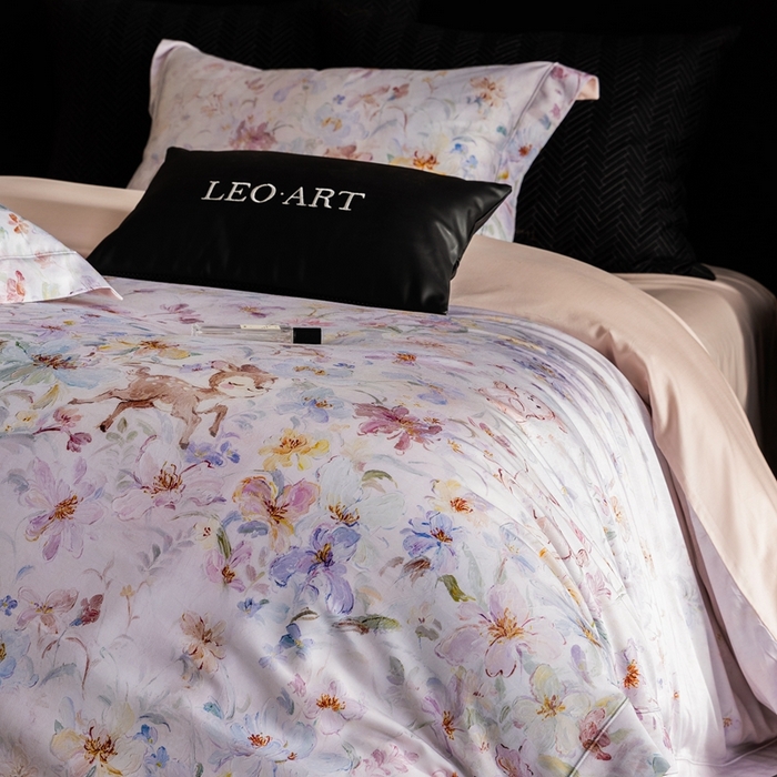 91家纺网 家纺一手货源 找家纺 涞澳家纺 2025新款天丝数码印花四件套 春序