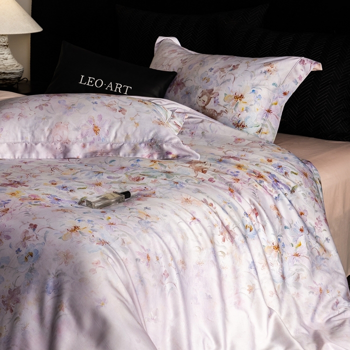 91家纺网 家纺一手货源 找家纺 涞澳家纺 2025新款天丝数码印花四件套 春序