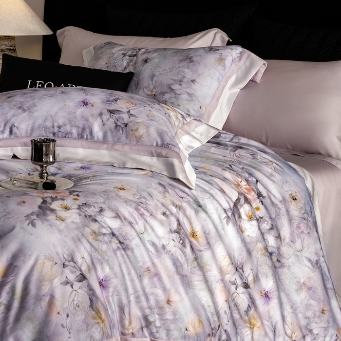 91家纺网 家纺一手货源 找家纺 涞澳家纺 2025新款天丝数码印花四件套 谷兰