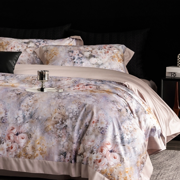 91家纺网 家纺一手货源 找家纺 涞澳家纺 2025新款天丝数码印花四件套 景明