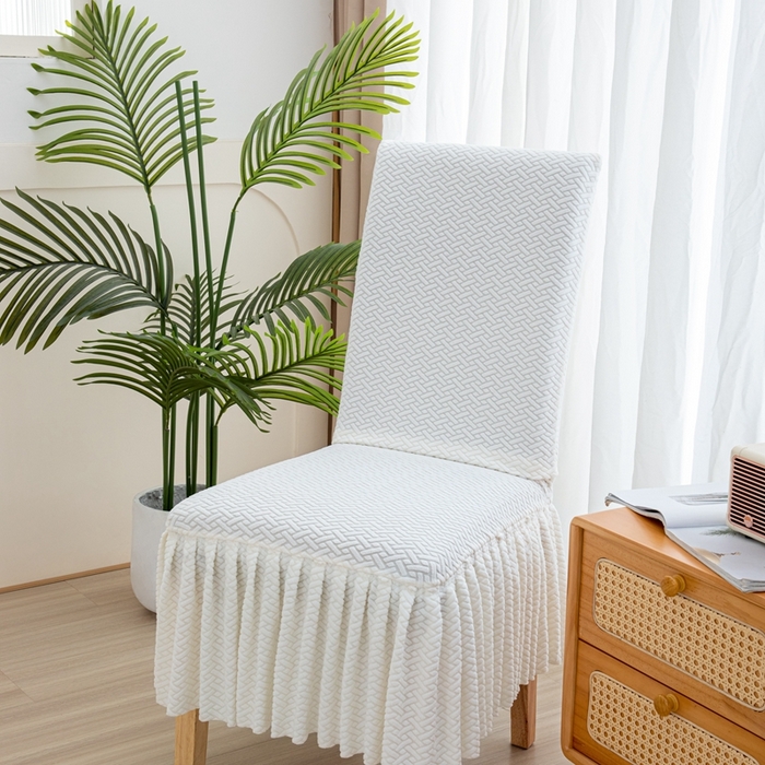 沐沐家纺 2026新款摇粒绒裙边椅子套 摇粒绒—象牙白 椅套/只