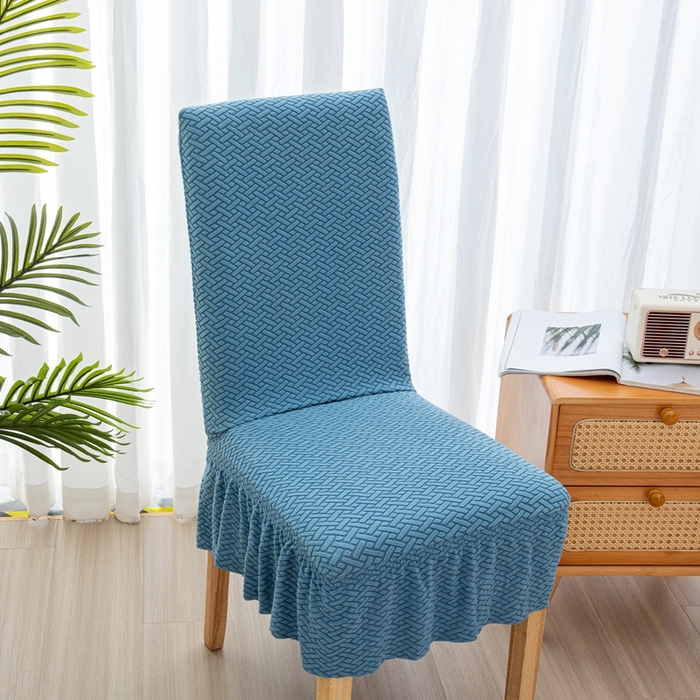 91家纺网 家纺一手货源 找家纺 沐沐家纺 2026新款摇粒绒裙边椅子套 摇粒绒—孔雀蓝 椅套/只