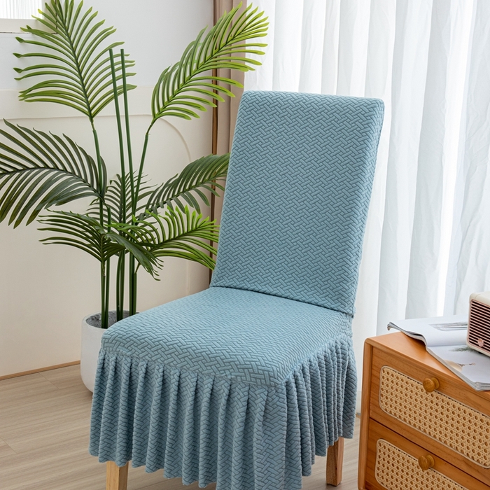 沐沐家纺 2026新款摇粒绒裙边椅子套 摇粒绒—宁静蓝 椅套/只