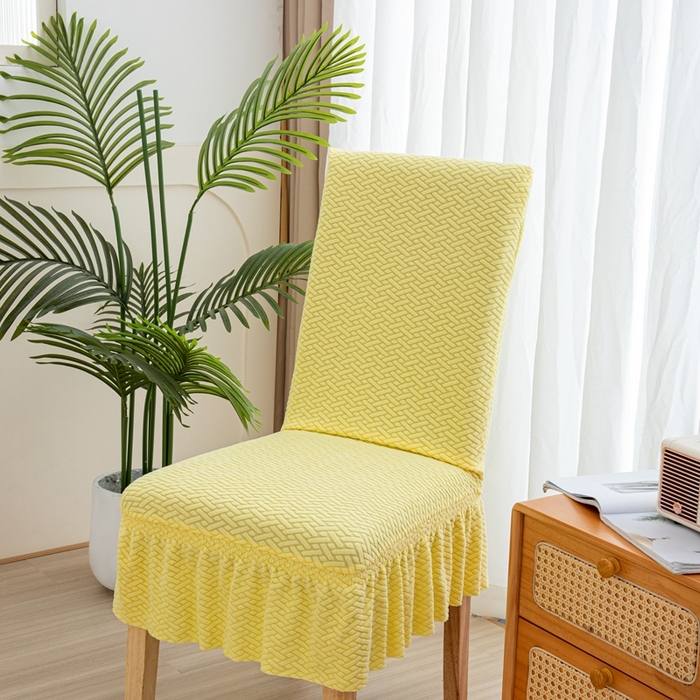 沐沐家纺 2026新款摇粒绒裙边椅子套 摇粒绒—柠檬黄 椅套/只