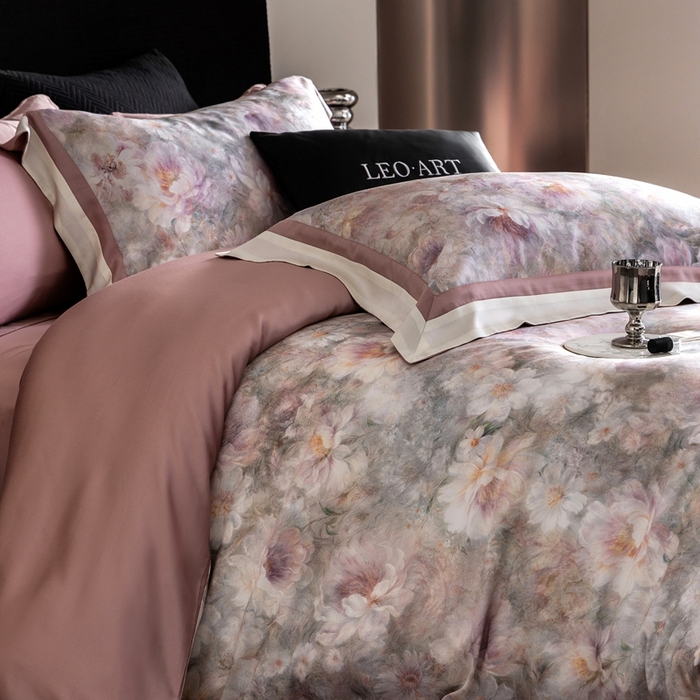 91家纺网 家纺一手货源 找家纺 涞澳家纺 2025新款天丝数码印花四件套 觅香