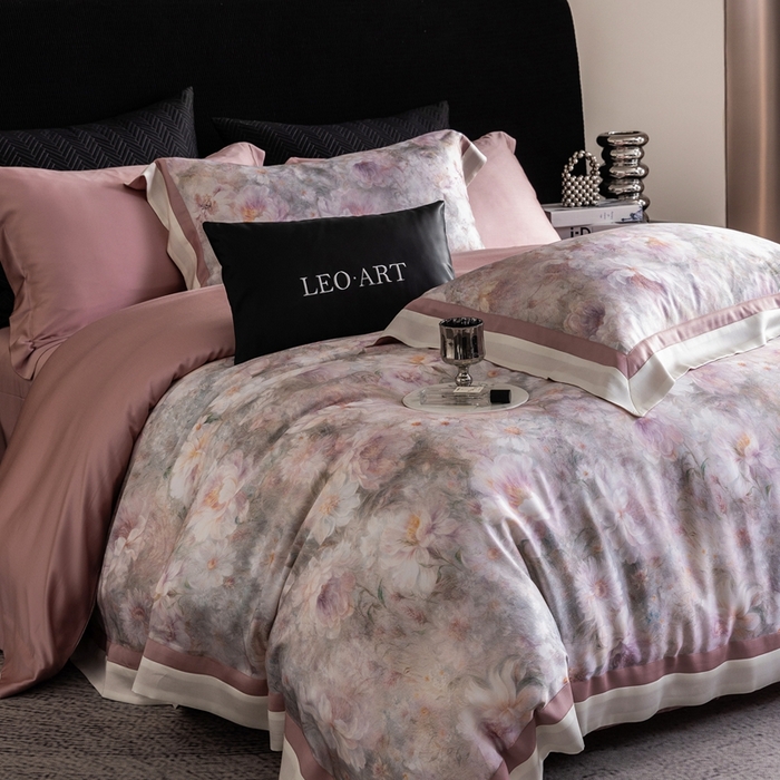 91家纺网 家纺一手货源 找家纺 涞澳家纺 2025新款天丝数码印花四件套 觅香