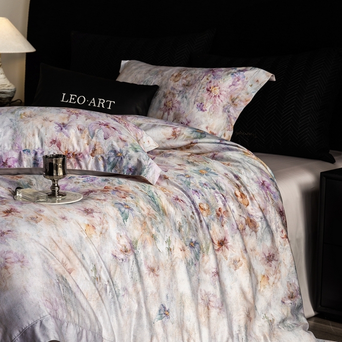 91家纺网 家纺一手货源 找家纺 涞澳家纺 2025新款天丝数码印花四件套 轻语