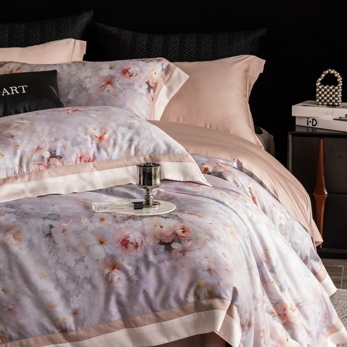 91家纺网 家纺一手货源 找家纺 涞澳家纺 2025新款天丝数码印花四件套 舒曼