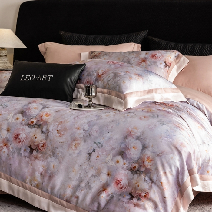 91家纺网 家纺一手货源 找家纺 涞澳家纺 2025新款天丝数码印花四件套 舒曼