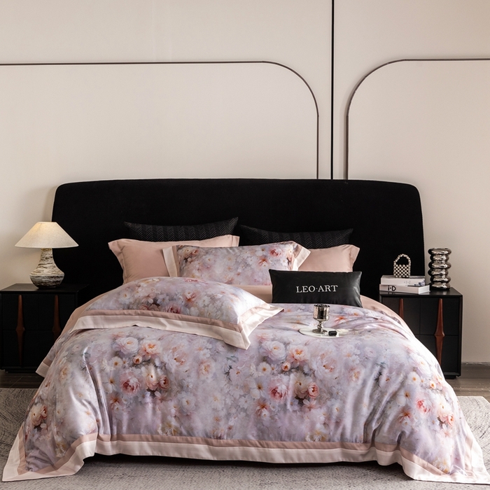 91家纺网 家纺一手货源 找家纺 涞澳家纺 2025新款天丝数码印花四件套 舒曼