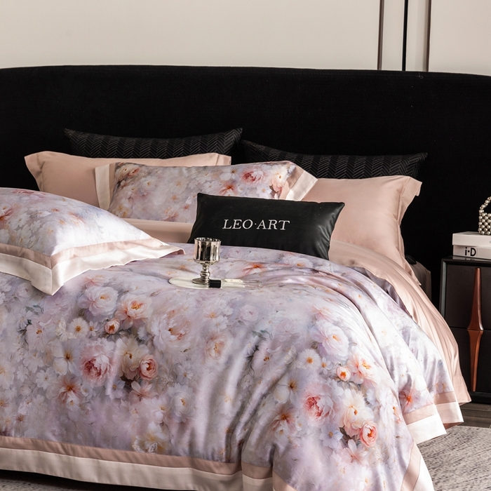 91家纺网 家纺一手货源 找家纺 涞澳家纺 2025新款天丝数码印花四件套 舒曼