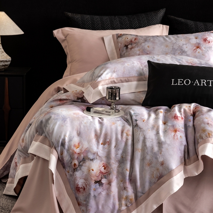 91家纺网 家纺一手货源 找家纺 涞澳家纺 2025新款天丝数码印花四件套 舒曼