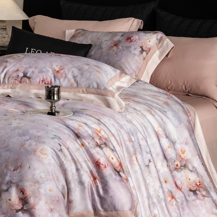 91家纺网 家纺一手货源 找家纺 涞澳家纺 2025新款天丝数码印花四件套 舒曼