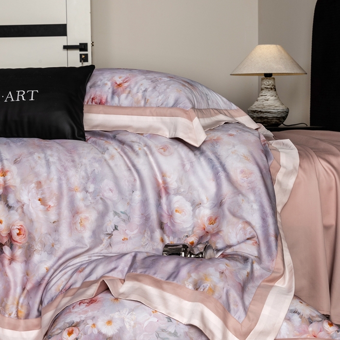 91家纺网 家纺一手货源 找家纺 涞澳家纺 2025新款天丝数码印花四件套 舒曼