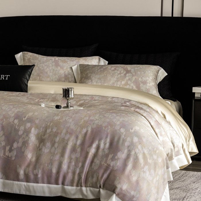 91家纺网 家纺一手货源 找家纺 涞澳家纺 2025新款天丝数码印花四件套 悠若