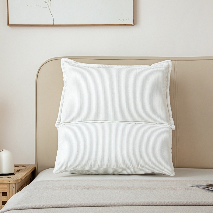 91家纺网 家纺一手货源 找家纺 沐沐家纺 2026新款灯芯绒立体护腰靠枕 立体灯芯绒-白色