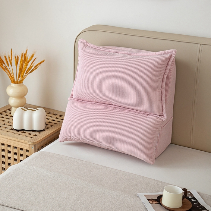 91家纺网 家纺一手货源 找家纺 沐沐家纺 2026新款灯芯绒立体护腰靠枕 立体灯芯绒-樱花粉