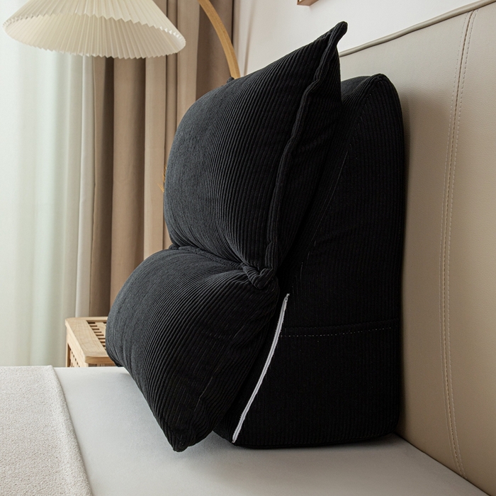 91家纺网 家纺一手货源 找家纺 沐沐家纺 2026新款灯芯绒立体护腰靠枕 立体灯芯绒-黑色