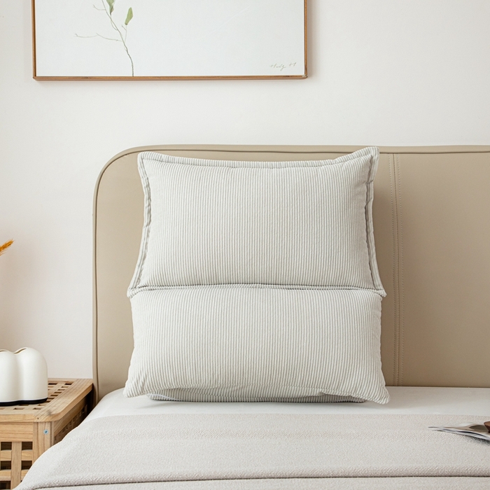 91家纺网 家纺一手货源 找家纺 沐沐家纺 2026新款灯芯绒立体护腰靠枕 立体灯芯绒-浅灰