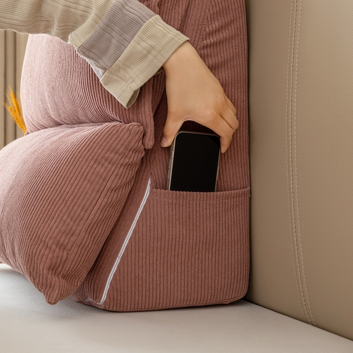 91家纺网 家纺一手货源 找家纺 沐沐家纺 2026新款灯芯绒立体护腰靠枕 立体灯芯绒-玫粉