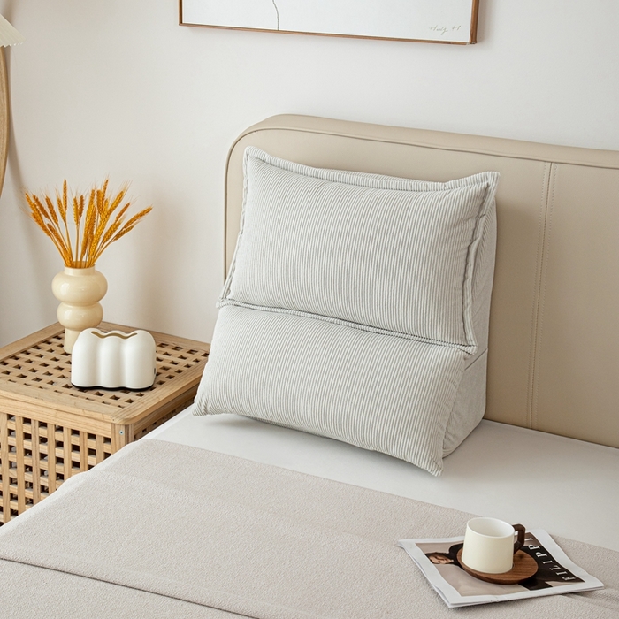 91家纺网 家纺一手货源 找家纺 沐沐家纺 2026新款灯芯绒立体护腰靠枕 立体灯芯绒-浅灰