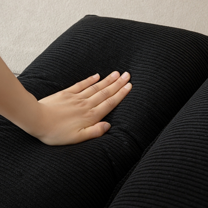 91家纺网 家纺一手货源 找家纺 沐沐家纺 2026新款灯芯绒立体护腰靠枕 立体灯芯绒-黑色