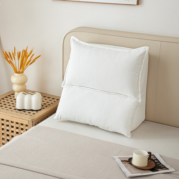 91家纺网 家纺一手货源 找家纺 沐沐家纺 2026新款灯芯绒立体护腰靠枕 立体灯芯绒-白色